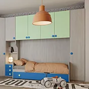 Armadio a ponte con divano letto, Cenere wood, Sedano e Cielo Zenzero Shop