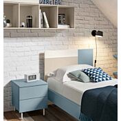 Letto singolo POP 01, finitura Larice Bianco, Carta da zucchero e Orzo