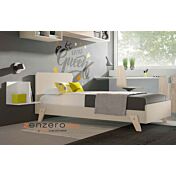 Letto singolo POP 03, finitura Orzo e Olmo Natura