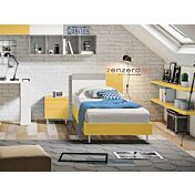 Letto singolo POP 01, finitura Giallo cedro, Bianco Opaco e Grigio Seta