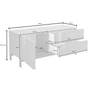 Porta TV di design, 2 cassetti 1 anta in finitura antracite lucido