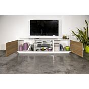 Moderno porta tv con due ante in noce caracalla e bianco lucido