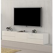 Mobile porta tv un'anta e 4 cassetti in finitura Bianco laccato lucido