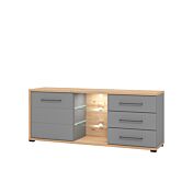 Porta tv 3 cassetti 1 anta, finitura Grigio grafite e Rovere