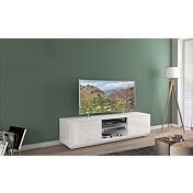 Salotto con madia alta, porta TV e madia 4 ante finitura bianco lucido