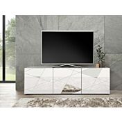 Mobile porta tv serigrafato con 3 ante e specchi in finitura Bianco lucido
