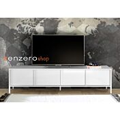 Mobile porta TV, stile moderno, finitura bianco lucido