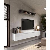 Parete Attrezzata L.210, Ardesia e Bianco Lucido