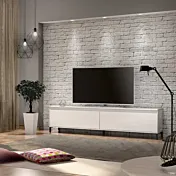 Mobile tv moderno colore Bianco lucido, L.200