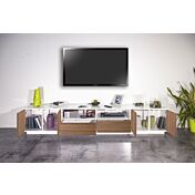 Salotto con madia e porta TV finitura bianco lucido e noce caracalla