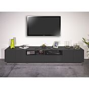 Moderno porta tv extra large in appoggio in finitura antracite laccato lucido
