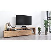 Porta TV  moderno L.219 con cassettone, colore rovere rustico