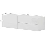 Mobile porta tv Bianco laccato lucido, un'anta e due cassetti