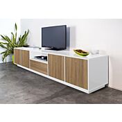 Sala moderna completa finitura noce caracalla e bianco lucido