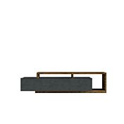 Porta TV con cassetto, finitura noce e antracite spatolato