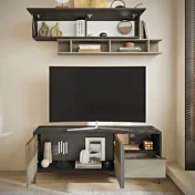 porta tv con cassetto e ante e vano a giorno 