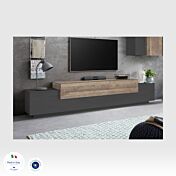 Conveniente Porta TV L.240 cm, finitura Ardesia e Oak