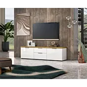 Porta TV Bianco lucido con top Rovere
