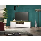 Porta TV moderno, colore Bianco lucido 