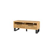 Porta TV salvaspazio, finitura quercia e metallo nero