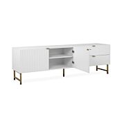 Porta TV bianco opaco stile nordico con gambe dorate