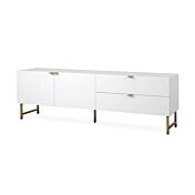 Porta TV bianco opaco stile nordico con gambe dorate