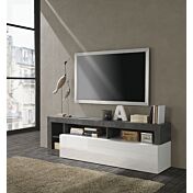 Porta Tv moderno in finitura bianco laccato lucido e ossido