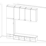 offerta Mobile da ingresso con panca Ciliegio Bianco, Codaques e Grigio Dorian