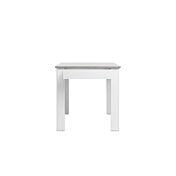 Tavolo moderno quadrato con cassetto, finitura Bianco con piano Cemento