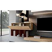 Parete attrezzata Made in Italy in finitura Legno bruciato, Bronzo e Moka