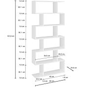 Libreria verticale, colore bianco lucido, 6 ripiani, made in Italy
