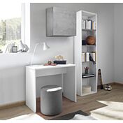 Set Zona Studio con Scrivania, Libreria e Pensile, Grigio, Beton e Bianco Opaco