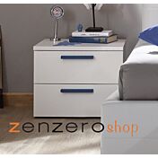 Camera completa con letto blu in tessuto imbottito con armadio Miss H.230