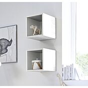 Cameretta moderna con letto in ecopelle bianco e armadio vertigo bianco H.230