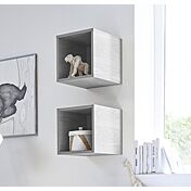 Cameretta moderna con letto imbottito e armadio vertigo grigio H.230