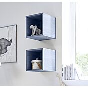 Cameretta moderna con letto imbottito e armadio vertigo blu H.230