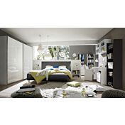 Camera moderna completa in finitura bianco lucido ed ecopelle Antracite