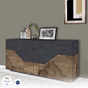 Economica Madia geometrica di design 4 ante, Ardesia e Pero