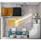 cameretta blu e bianca