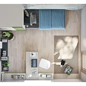 scrivania con pensili