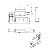Parete attrezzata con vetrine, finitura Rovere e Nero opaco