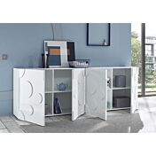 Madia Cerchio a 4 ante, finitura bianco lucido, design moderno