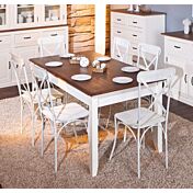 Tavolo allungabile in legno massello bianco marrone, 160x90 cm