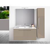 Mobile da bagno sospeso con colonna, Tortora Lucido Antigraffio