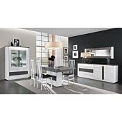 Vetrina colonna 2 ante, bianco lucido e rovere adamello