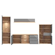 Sala completa moderna Grigio grafite e Rovere in promozione