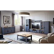 Credenza 3 porte e 3 cassetti, finitura Rovere riviera e Rovere navy