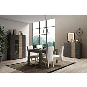 Soggiorno moderno, 1 madia,1 vetrina e 1 tavolo, Kadiz e Titanio Zenzero Shop