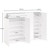 Promozione scarpiera 4 ante e 1 cassetto, Bianco laccato lucido