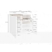 Moderna Scarpiera 2 ante, 1 anta ribalta bianco lucido e pero, made in Italy